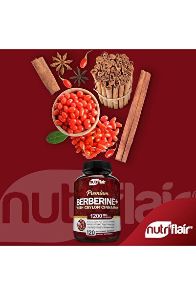 Nutriflair Premium Ceylon Cinnamon Berberine HCL Glucose Support 1200mg 120 Caps