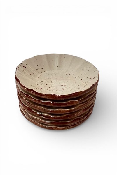 ALBETTO 6-Piece Ceramic Tea Plate, Cream Tea Plate Diameter: 10cm