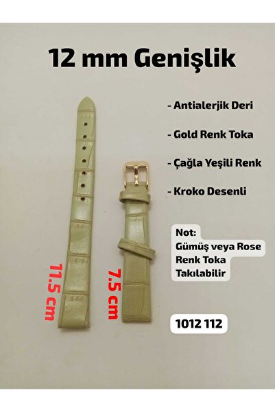 Brality 12 mm Compatible Women's Wristwatch Band-Strap Green Color Crocodile ...