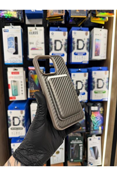 SOYLU MİX İphone 15 Pro Max Karbon Magsafe Cüzdan Kartlık İkisi Bir Arada Kad...