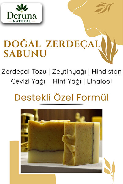 DERUNA NATURAL Doğal Zerdeçal Sabunu {+ 4 Doğal Yağ Destekli Aydınlatıcı & Le...