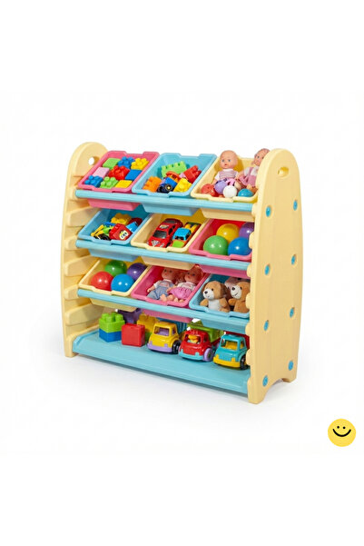 MUPARK 9 Bölmeli Çocuk Oyuncak Saklama Rafı Kreş Anaokulu Düzenleyici Ünite Ç...