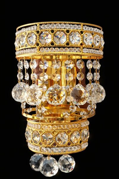 genric Classic gold-colored wall sconce studded with crystals