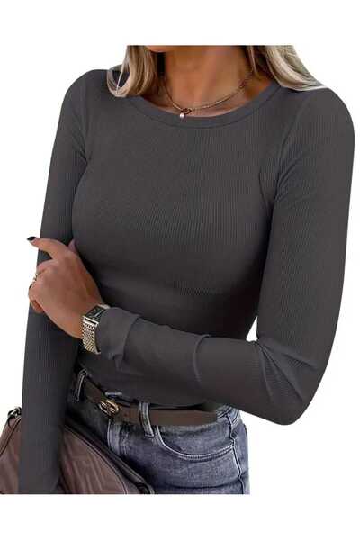 Pupa Crew Neck Knitted Ribbed Knit Long Sleeve Blouse