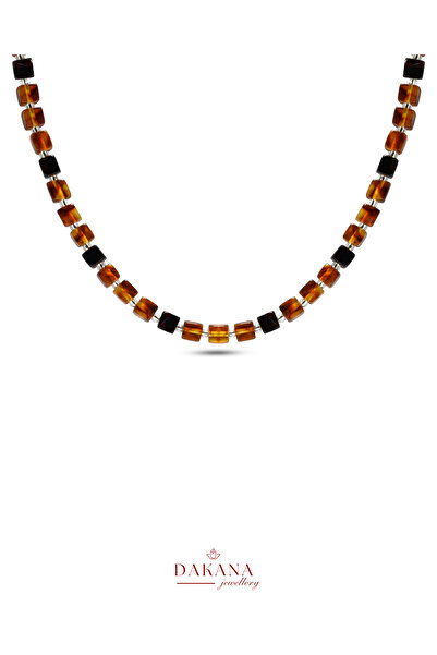 DAKANA JEWELLERY Certified Cube Cut Men's Amber Necklace