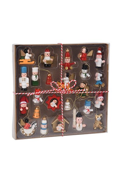Koopman Wooden Christmas Ornaments 24 Pieces
