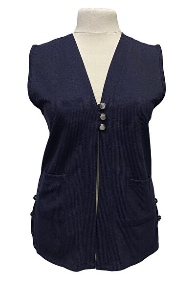 Giyinen Mağazaları Tuğçe V-Neck 3-Button Double Pocket Transitional Vest