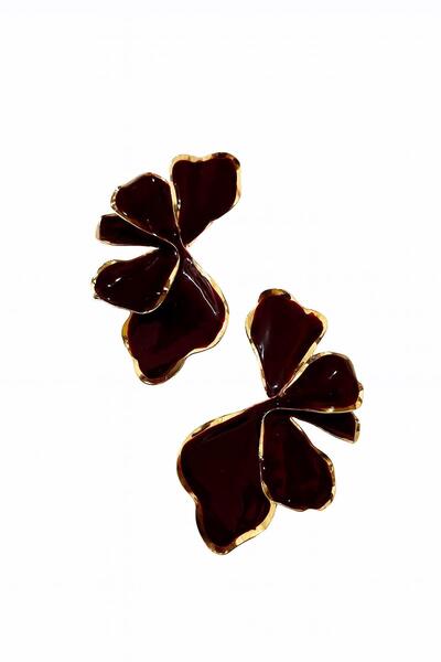 New Obsessions أقراط نسائية كبيرة على شكل زهرة الياقوت الذهبي