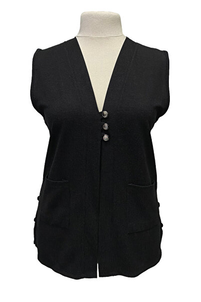 Giyinen Mağazaları Tuğçe V-Neck 3-Button Double Pocket Transitional Vest