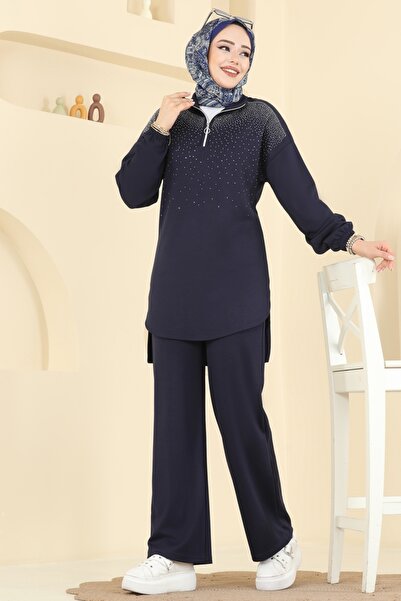 ModaMerve Yarım Fermuarlı Taşlı Takım 2743AYD574-MS Laci