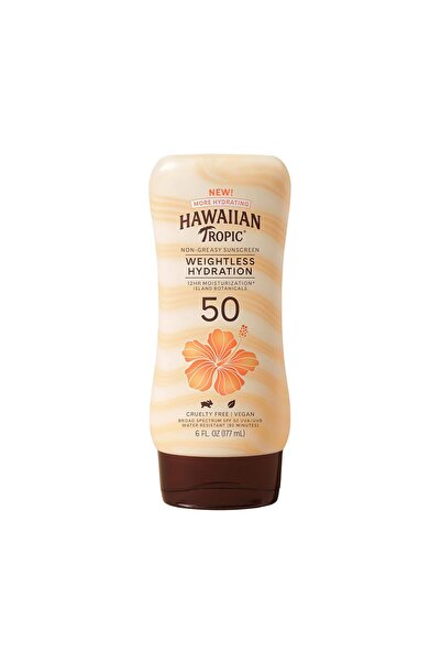 Hawaiian Tropic مرطب خفيف الوزن، واقي شمس غير دهني، عامل حماية من الشمس 50، 6 أونصة سائلة (177 مل)