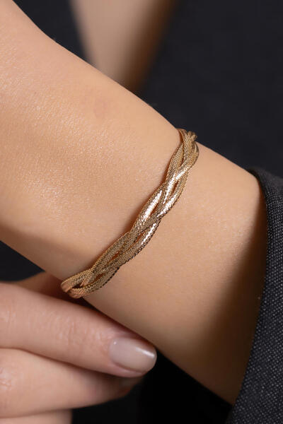 Bayar Gold 14 Ayar Altın İtalyan Örgü Bileklik 6 mm
