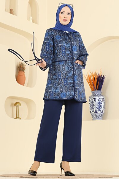 ModaMerve Etnik Desenli Scuba Takım 8019TEG847-MS Laci