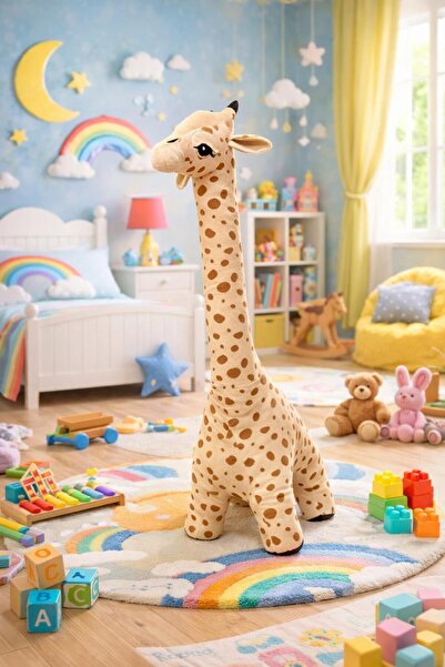 hak-iş oyuncak دمية زرافة قطيفة كبيرة الحجم 100 سم، تمثال زرافة لطيف