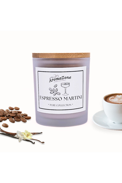 AromaZone Lumânare ESPRESSO MARTINI din ceară de soia și cocos, Handmade – 220 g, timp de ardere 45 h