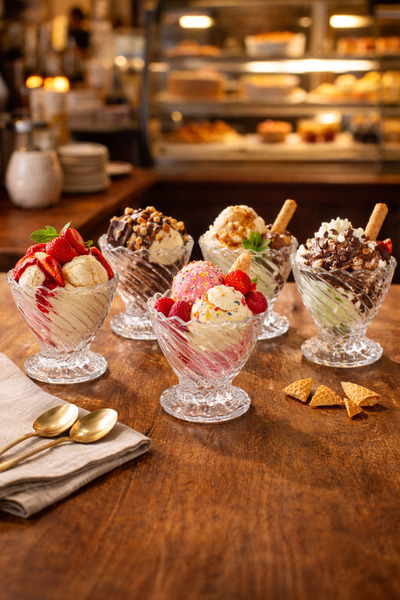 Kitchen Line 6’lı Cam Dondurma Kasesi – Ayaklı Spiral Desenli Tatlı & Sunum K...