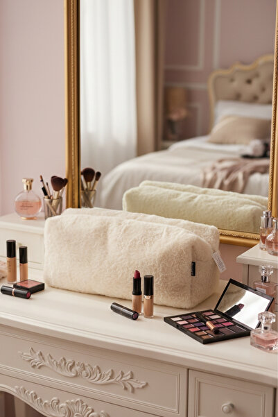 monangel Мека плюшена чанта за грим, голям размер, удобна за пътуване