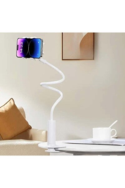 Generic حامل هاتف محمول أبيض اللون، مثالي للأشخاص الكسالى