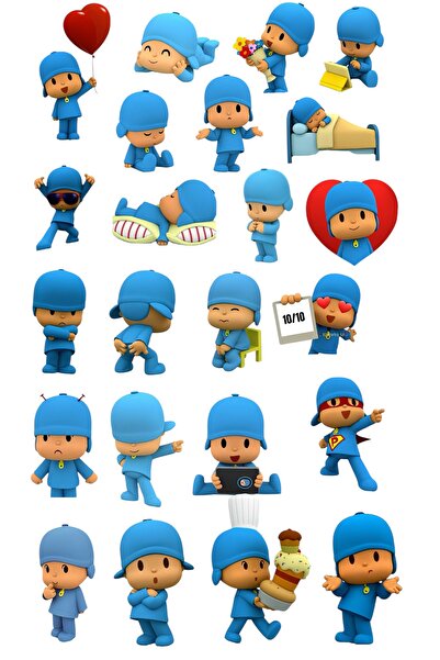 Limitless Design Sevimli Mavi Çocuk Karakter Sticker Seti – Laptop, Defter & ...