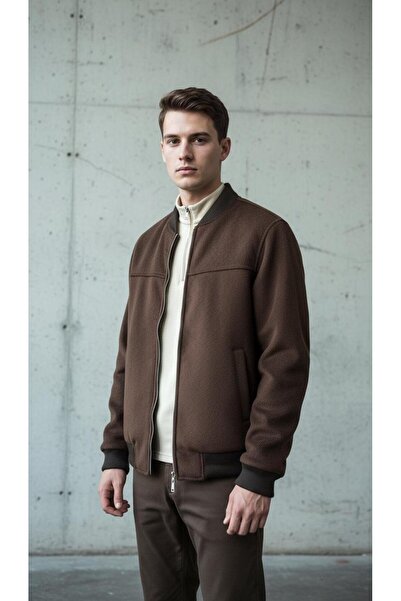 ByEmir Koyu kahve Hakim Yaka İçi Kürklü Beli Kolları Lastik li Mont Ceket