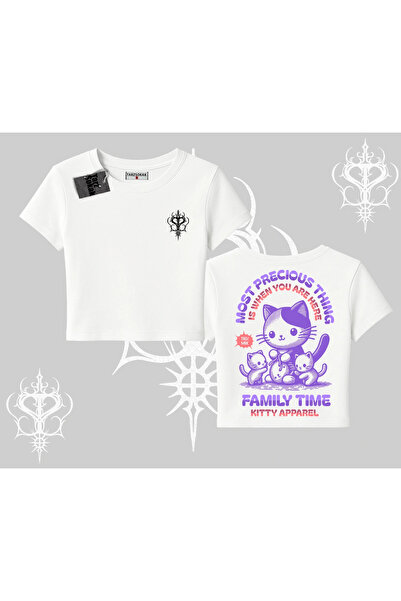 Tarzsokak Tricou Babby Tee cu imprimeu pe spate cu pisica mamă drăguță, cu te...