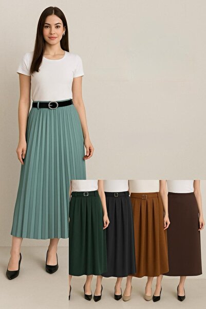 SCZ Pileli Etek Mint Yeşili