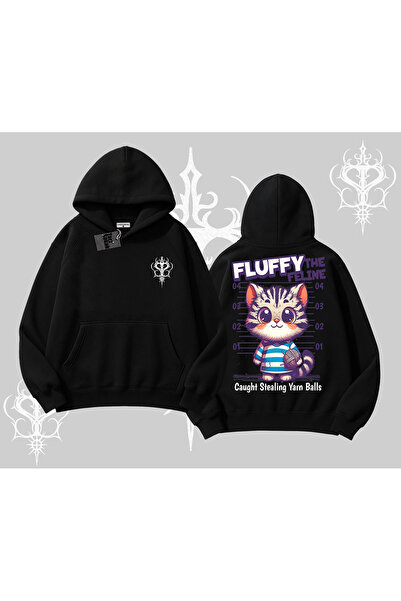 Tarzsokak Hanorac cu glugă cu imprimeu pe spate cu pisică drăguță, cu text „F...