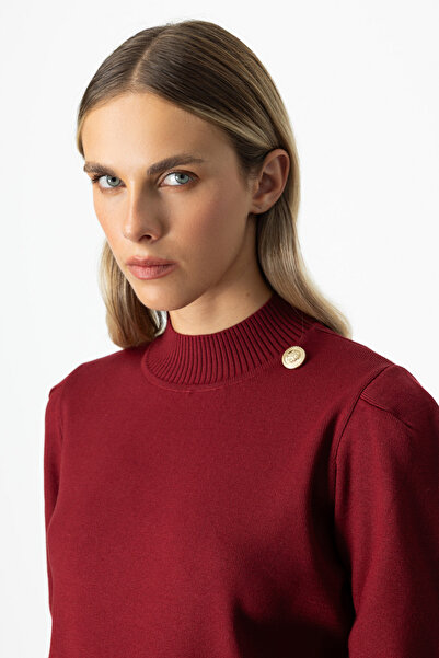 On Fashion Дамски пуловер с яка и копчета 65331 Черно