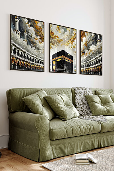 kutuTR Siyah Çerçeveli 2D UV Baskı MDF Tablo – Kâbe ve Mescid-i Haram Manzara...