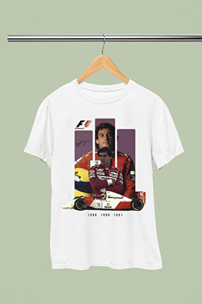 MAGORS تي شيرت AYRTON SENNA مطبوع من القطن بأكمام قصيرة وقصة عادية لسباقات ال...