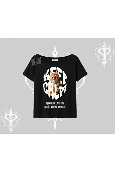 Tarzsokak Тениска с принт „Keep Calm“ и лодка на врата