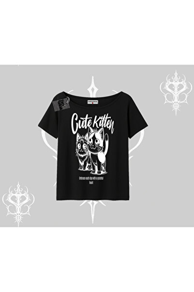 Tarzsokak Tricou cu gâtul tip barcă, cu imprimeu cu pisicuță drăguță și pisic...