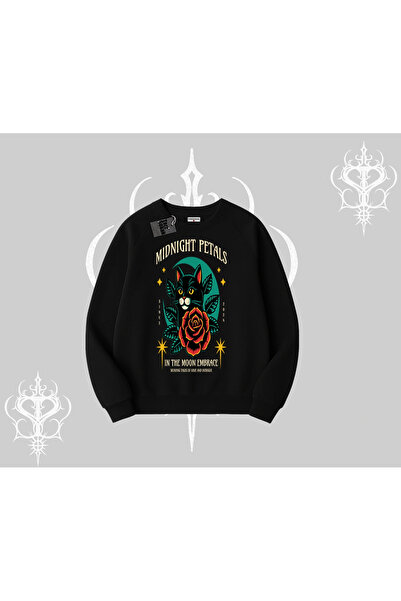 Tarzsokak سويت شيرت ميدنايت بتالز كات مطبوع بيسكيت