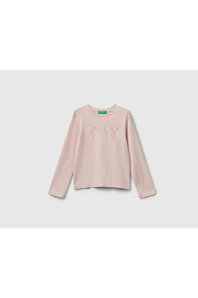 Benetton Kız Bebek Toz Pembe Slim Fit Uzun Kollu Tshırt