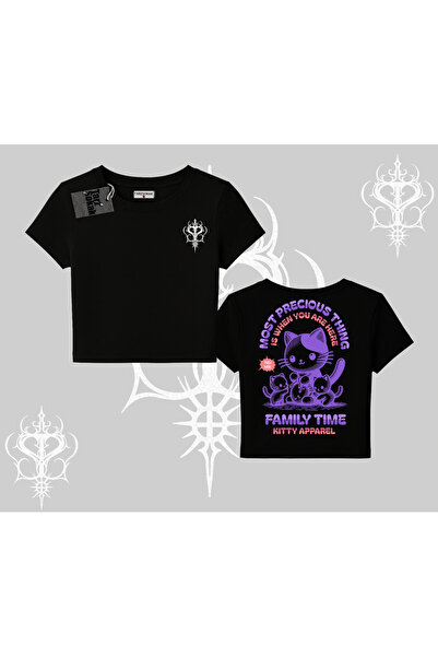 Tarzsokak Tricou Babby Tee cu imprimeu pe spate cu pisica mamă drăguță, cu te...