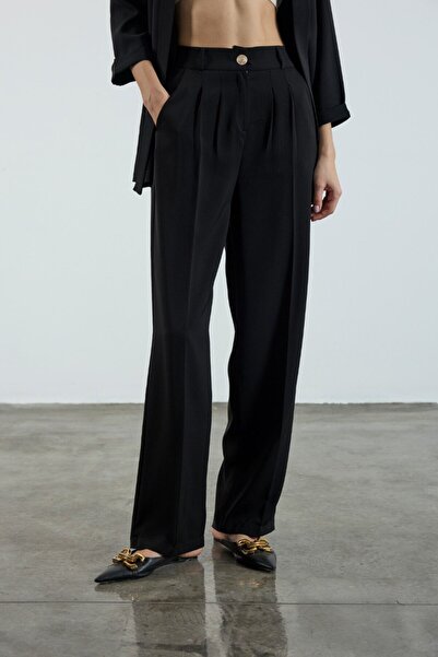 nidistore Pleated with Elasticated Back Palazzo Pants