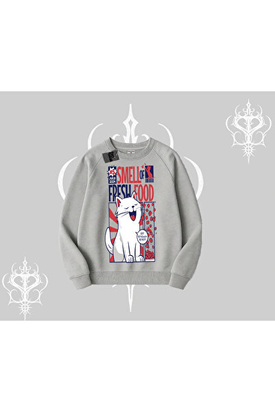 Tarzsokak Mirosul de mâncare proaspătă Hanorac Kedi Baskılı Biskilet