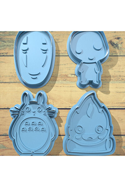 ADA 3D Totoro Calcifer Yüzsüz Anime Karakter Figürlü Kurabiye Kalıbı Seti Ham...