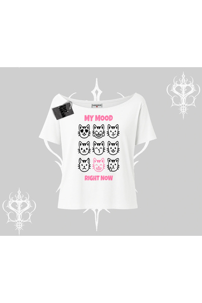 Tarzsokak Tricou drăguț cu gâtul tip barcă și mesajul „My Mood Right Now”