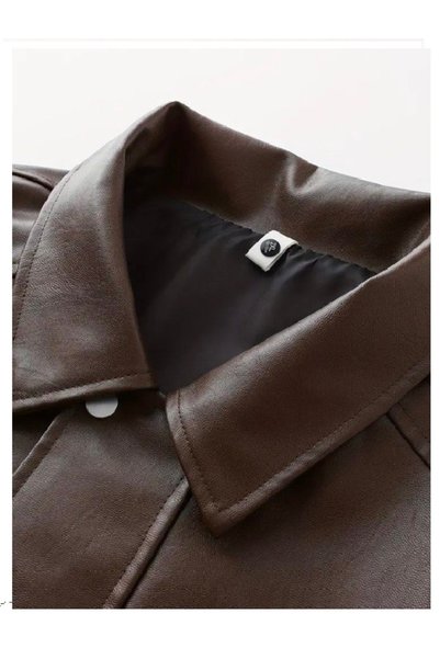 BASEL.CO Jachetă din piele vintage unisex, oversized