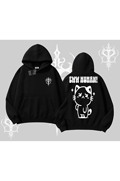 Tarzsokak Hanorac cu glugă cu imprimeu pe spate cu desen de pisică drăguță