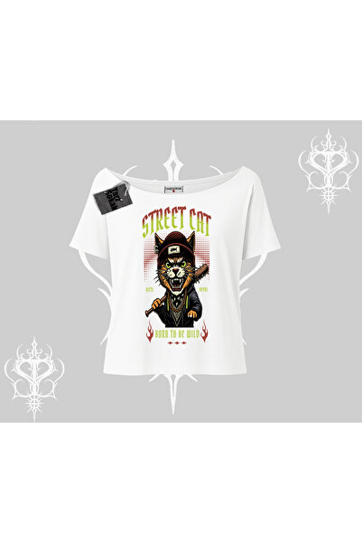 Tarzsokak Ulična mačka mačka Štampano majica sa lađastim izrezom