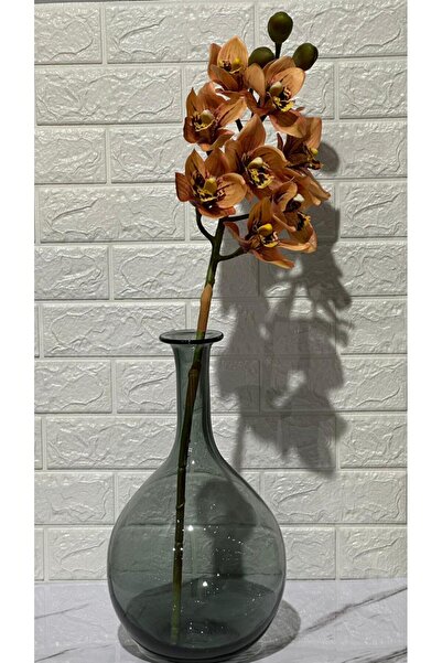 greeneyehome YAPAY SİPİDYUM ORKİDE ÇİÇEĞİ HARDAL 80 CM