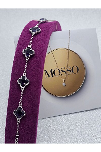 Mosso Steel سوار فولاذي موديل يو إن إتش أسود وبنفسجي وفضي اللون مع زجاج