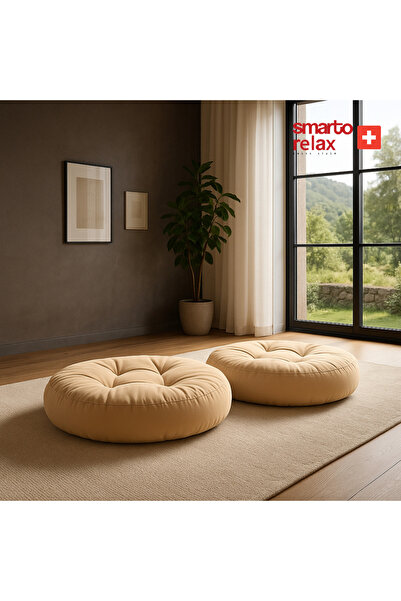 Smarto relax Babyface Kumaş Sırtlıklı Yer Minderi 80×20 cm | Kapitoneli Zemin...