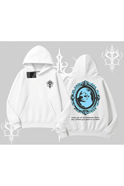 Tarzsokak Hanorac cu glugă cu imprimeu pisică și ramă