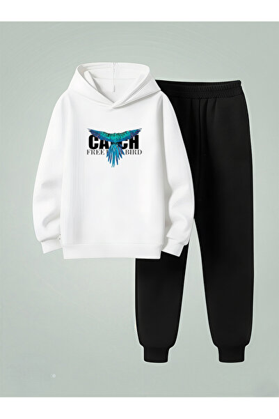 LORVEX Φούτερ - Παιδικό Σετ Φόρμας (με κουκούλα) ΠΟΛΥΧΡΩΜΟΣ ΠΑΠΑΓΑΛΟΣ Τυπωμέν...