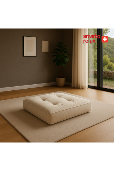 Smarto relax Babyface Kumaş Kare Yer Minderi 80×80×20cm | Kapitoneli Zemin Ot...