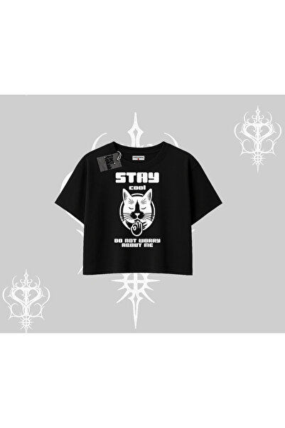 Tarzsokak Тениска с лодка на врата и принт на котка