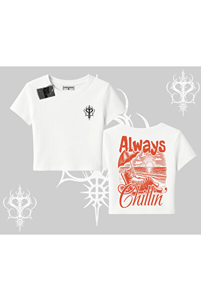Tarzsokak Always Chillin Cat Back Printed Babby Tee Tshirt